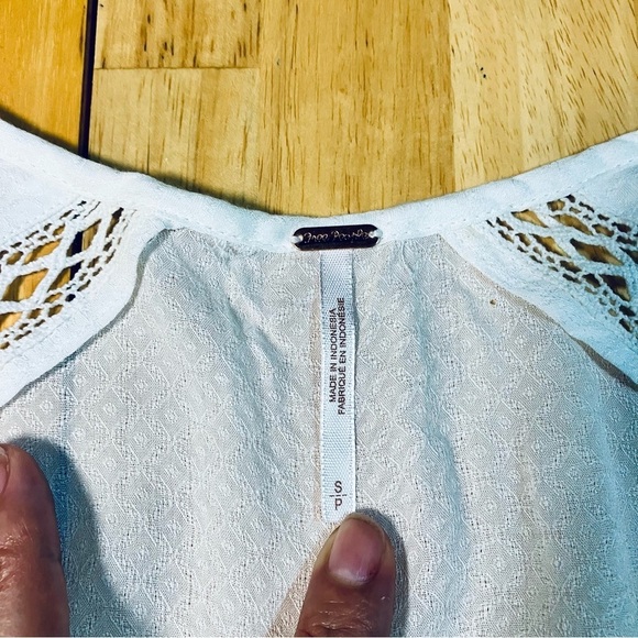 Vintage Urban Outfitters Free People Boho Peasant Tunic White Cottage Blouse Top - Picture 6 of 9